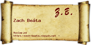 Zach Beáta névjegykártya